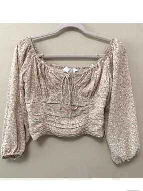 ASTR The Label Floral Smocked Crop Top
